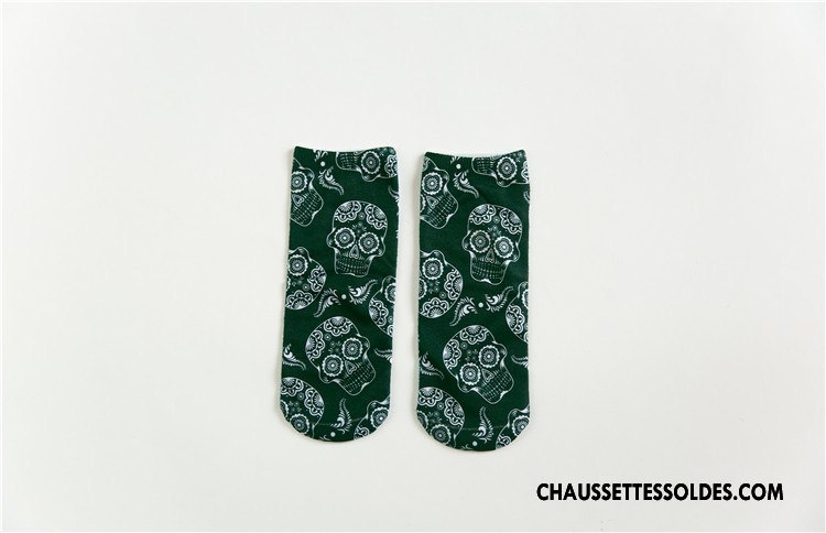 Chaussettes Courtes Femme Rétro Dimensionnel Animal Printemps Chaussette Basse Coupée Impression Blanc