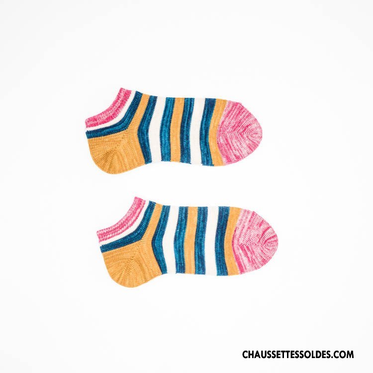 Chaussettes Courtes Femme Rétro Style National Chaussette Basse Coupée Dame Tendance Coton Bio Coloré