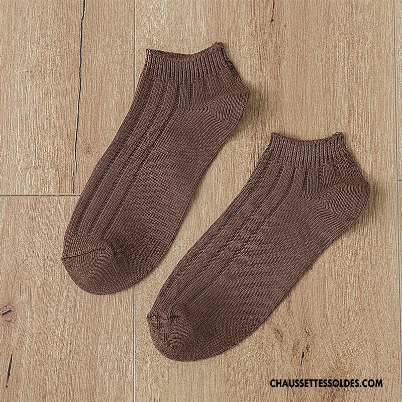 Chaussettes Courtes Femme Rétro Élève Dame Été Chaussette Basse Coupée Chaussette Courte Marron