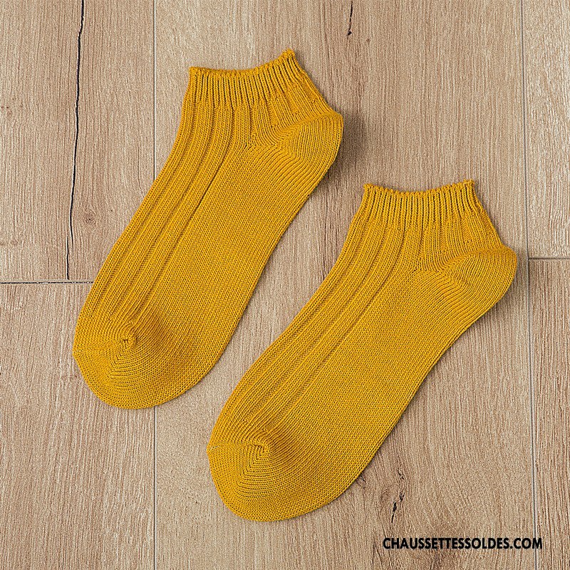 Chaussettes Courtes Femme Rétro Élève Dame Été Chaussette Basse Coupée Chaussette Courte Marron