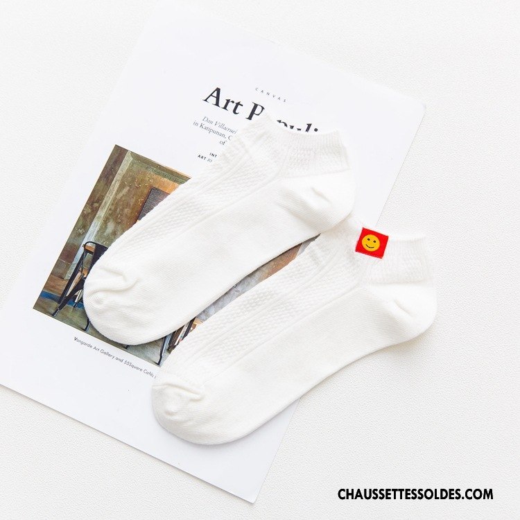 Chaussettes Courtes Femme Souriant Printemps 100% Coton Le Nouveau Chaussette Courte Dame Bleu