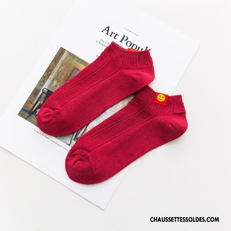 Chaussettes Courtes Femme Souriant Printemps 100% Coton Le Nouveau Chaussette Courte Dame Bleu