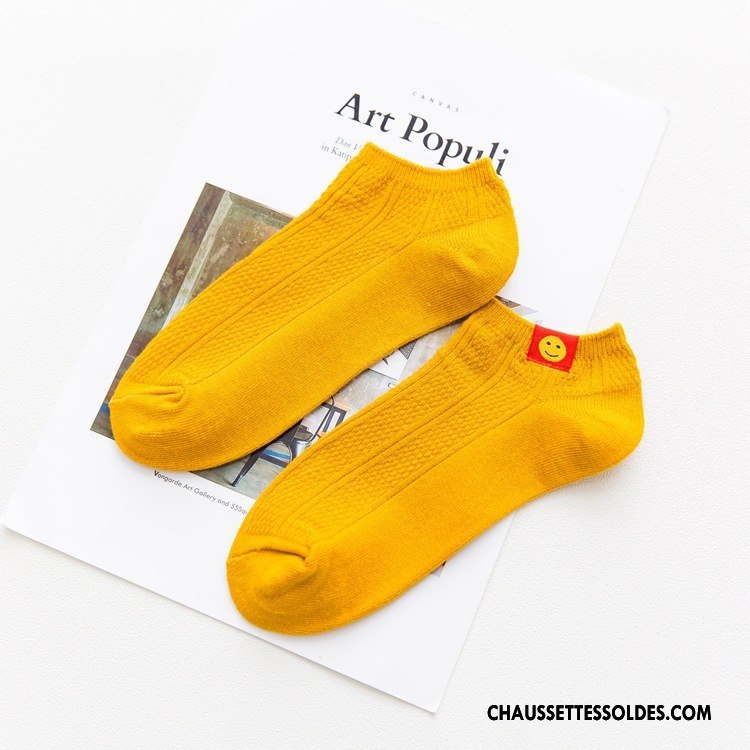 Chaussettes Courtes Femme Souriant Printemps 100% Coton Le Nouveau Chaussette Courte Dame Bleu
