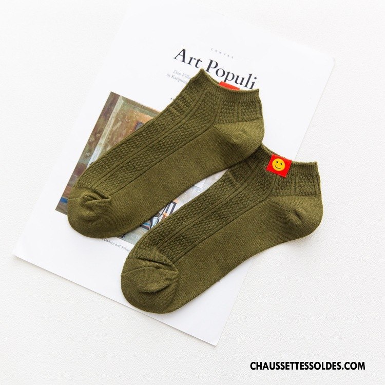 Chaussettes Courtes Femme Souriant Printemps 100% Coton Le Nouveau Chaussette Courte Dame Bleu