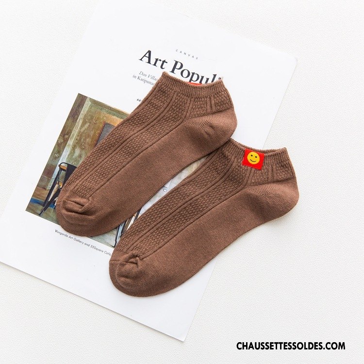 Chaussettes Courtes Femme Souriant Printemps 100% Coton Le Nouveau Chaussette Courte Dame Bleu