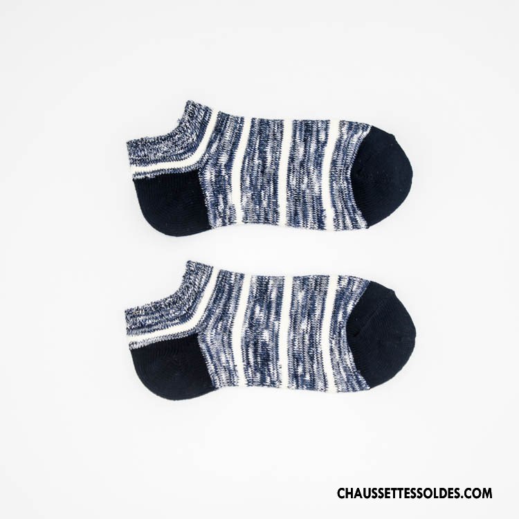 Chaussettes Courtes Femme Tendance 100% Coton Rétro Dame Chaussette Basse Coupée Style National Gris
