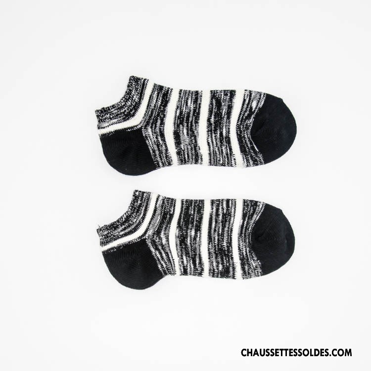 Chaussettes Courtes Femme Tendance 100% Coton Rétro Dame Chaussette Basse Coupée Style National Gris