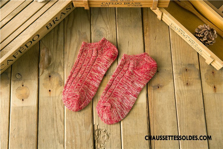 Chaussettes Courtes Femme Tendance Le Nouveau Chaussette Basse Coupée Chaussettes En Coton Style National Rouge Violet