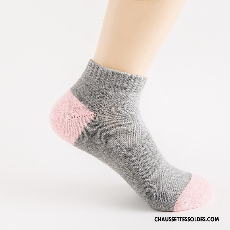 Chaussettes Courtes Femme Terry Nouvelles Arrivées Matelassé Chaussette Basse Coupée Mouvement Coton Bio Rose