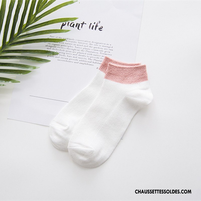 Chaussettes Courtes Femme Vent D'université Frais Chaussette Basse Coupée Coton Bio Le Nouveau Rose