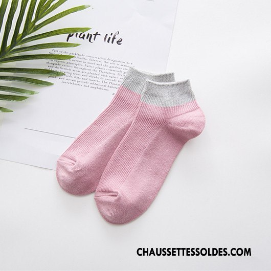 Chaussettes Courtes Femme Vent D'université Frais Chaussette Basse Coupée Coton Bio Le Nouveau Rose
