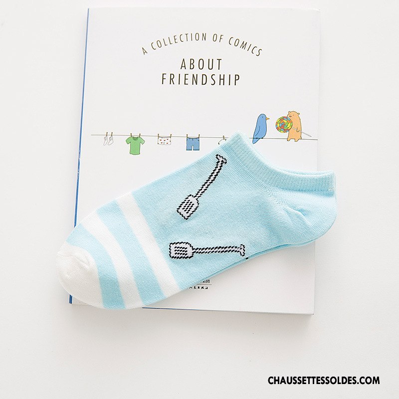 Chaussettes Courtes Femme Été Chaussette Basse Coupée 100% Coton Chaussette Courte Élève Couleurs De Bonbons Bleu Clair