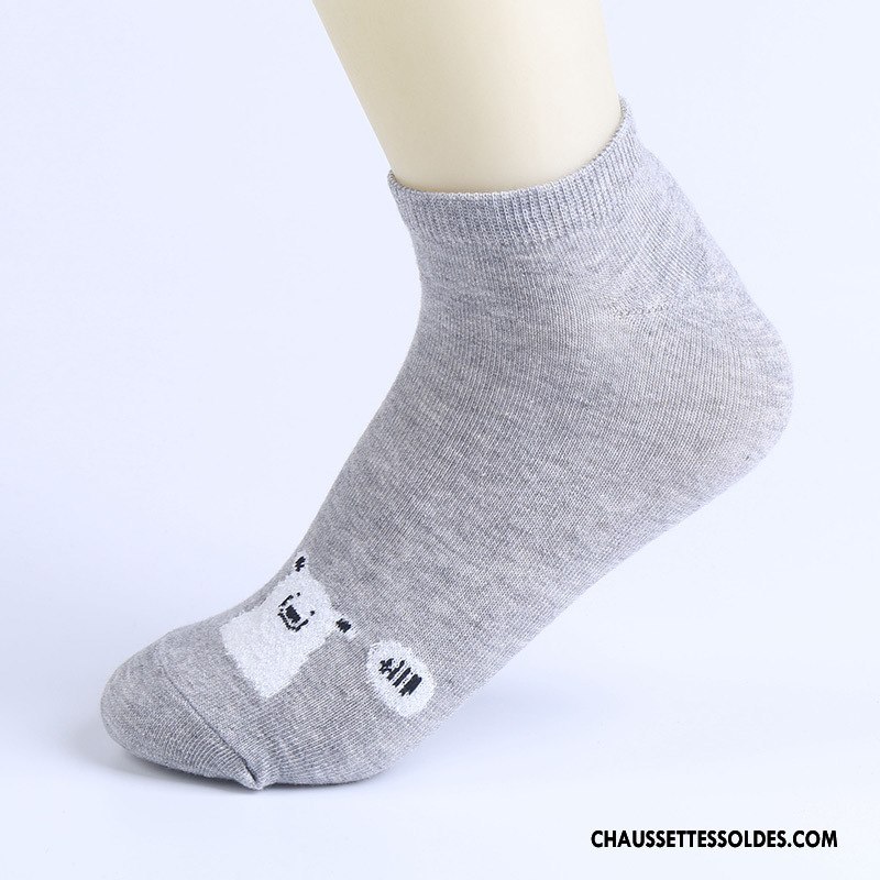 Chaussettes Courtes Femme Été Invisible Dessin Animé Matelassé Ours Chaussette Courte Rose Clair