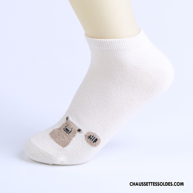 Chaussettes Courtes Femme Été Invisible Dessin Animé Matelassé Ours Chaussette Courte Rose Clair