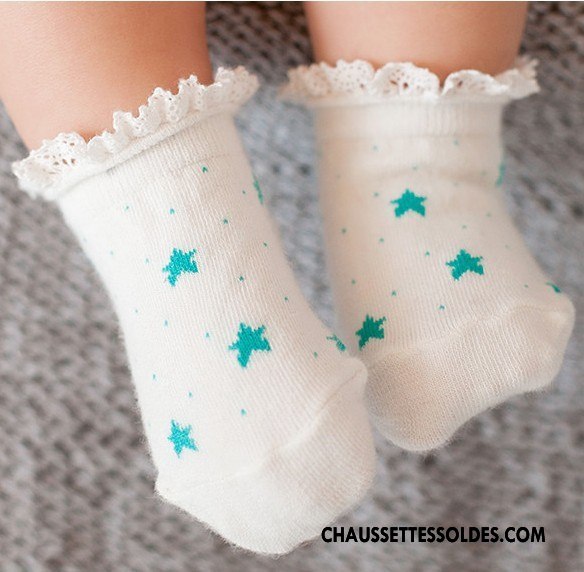 Chaussettes Courtes Fille Antidérapant Bébé Beige Chaussette Courte Large Bouche Dentelle Blanc