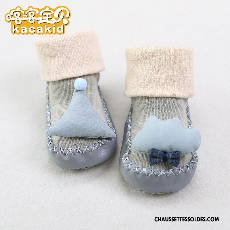 Chaussettes Courtes Fille Antidérapant Bébé Semelle Doux Homme Enfant Printemps Gris