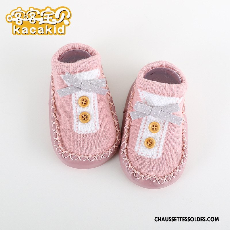 Chaussettes Courtes Fille Antidérapant Enfant Bébé Printemps Le Nouveau Cuir Gris