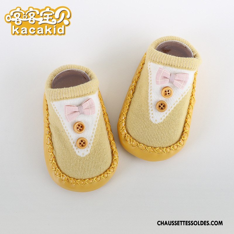 Chaussettes Courtes Fille Antidérapant Enfant Bébé Printemps Le Nouveau Cuir Gris