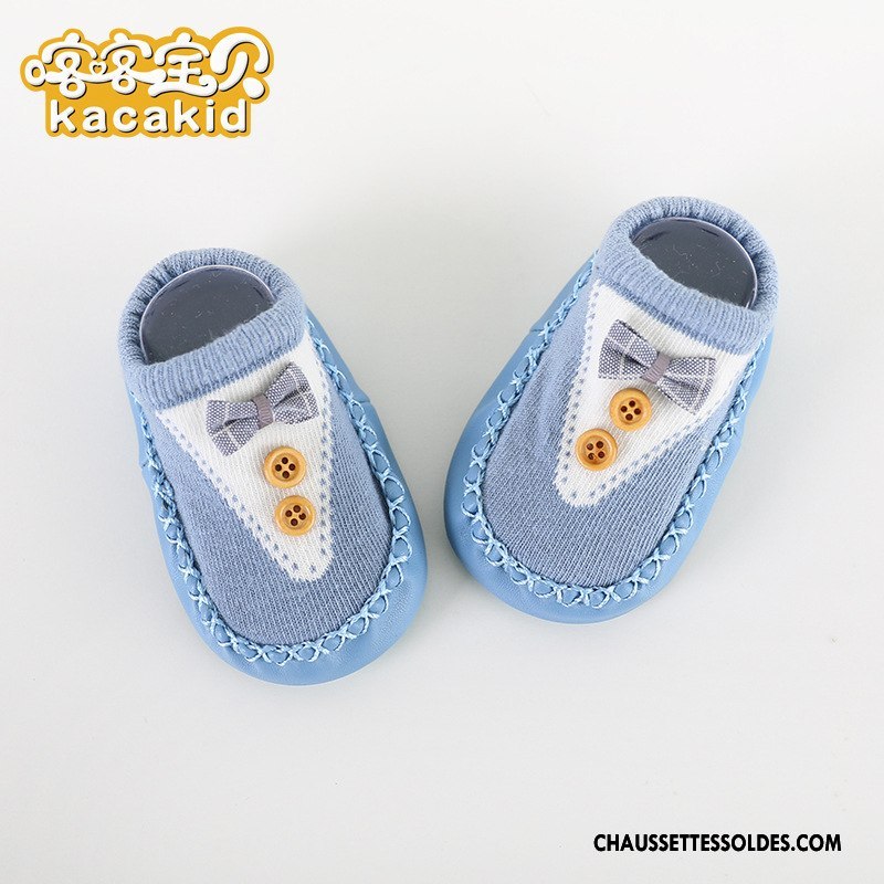 Chaussettes Courtes Fille Antidérapant Enfant Bébé Printemps Le Nouveau Cuir Gris
