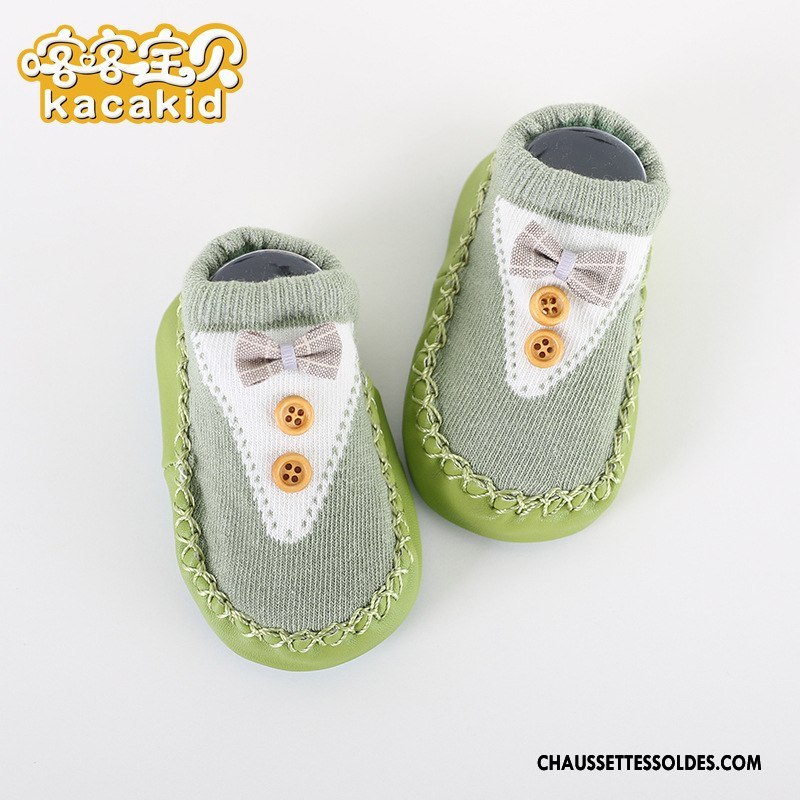 Chaussettes Courtes Fille Antidérapant Enfant Bébé Printemps Le Nouveau Cuir Gris