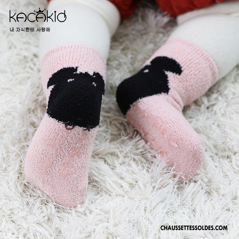 Chaussettes Courtes Fille Antidérapant Le Nouveau Bébé L'automne Chaussette Courte Dessin Animé Rose