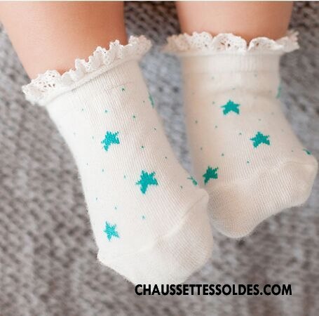 Chaussettes Courtes Fille Beige Printemps Été Coton Bio Homme Enfant Blanc