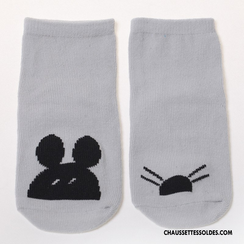 Chaussettes Courtes Fille Bouche Libre Hiver L'automne Antidérapant Matelassé Enfant Blanc