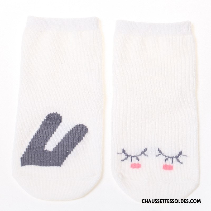 Chaussettes Courtes Fille Bouche Libre Hiver L'automne Antidérapant Matelassé Enfant Blanc