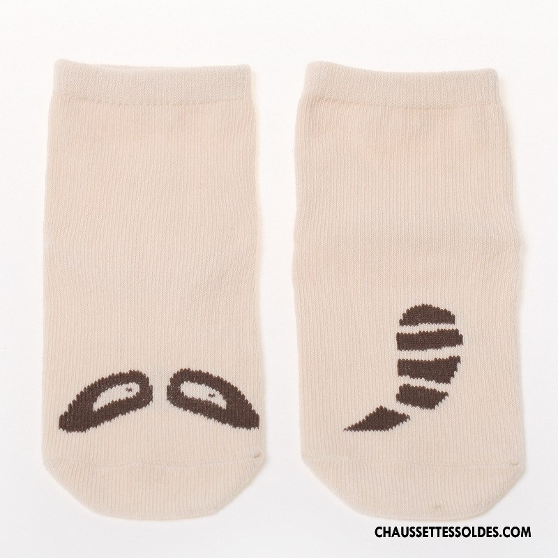 Chaussettes Courtes Fille Bouche Libre Hiver L'automne Antidérapant Matelassé Enfant Blanc