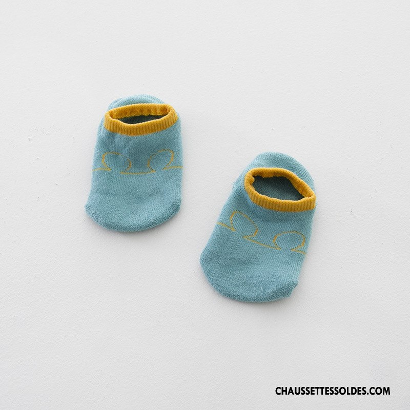 Chaussettes Courtes Fille Bébé 100% Coton Chaussette Basse Coupée Terry L'automne Dessin Animé Jaune