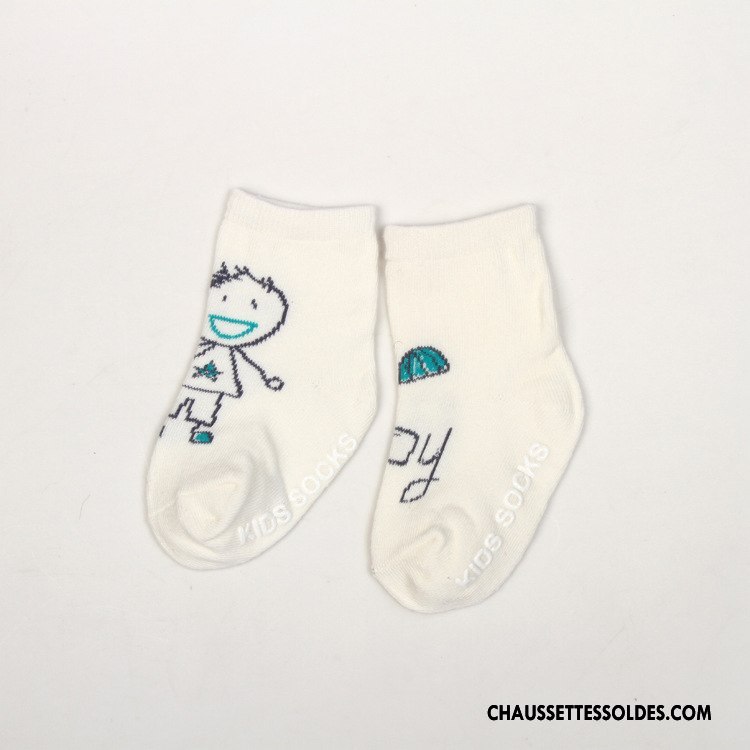 Chaussettes Courtes Fille Bébé Antidérapant Le Nouveau Asymétrie Dessin Animé Homme Blanc