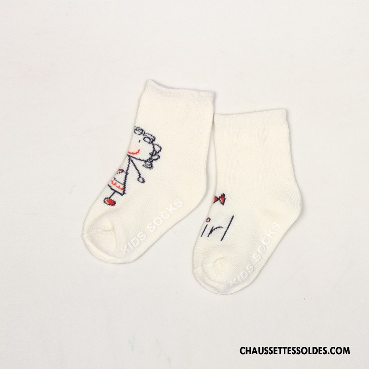 Chaussettes Courtes Fille Bébé Antidérapant Le Nouveau Asymétrie Dessin Animé Homme Blanc