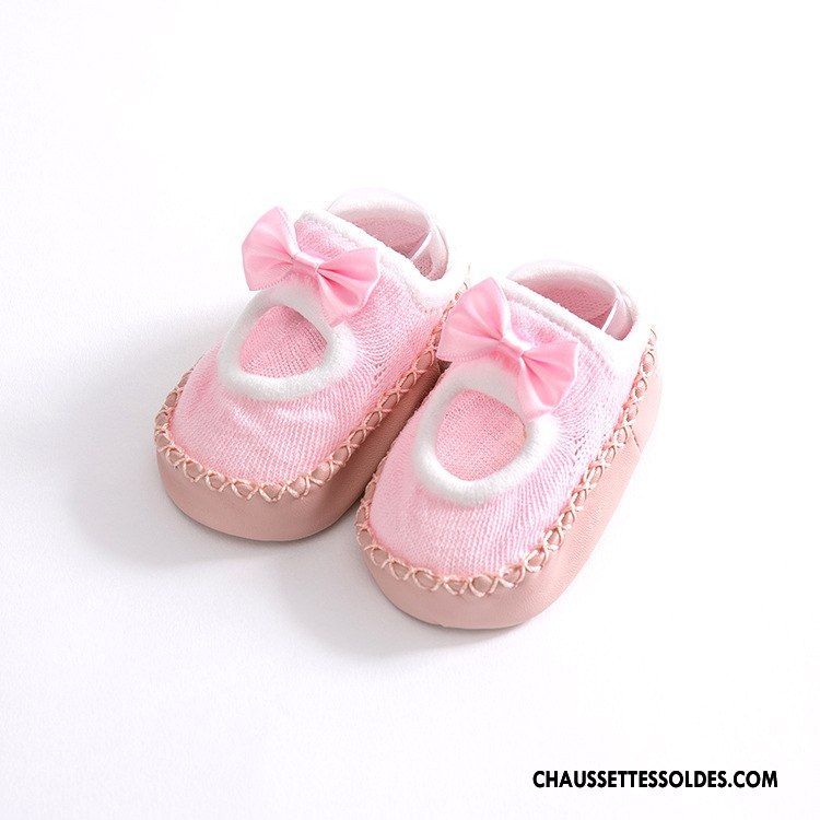 Chaussettes Courtes Fille Bébé Antidérapant Papillon Enfant Le Nouveau Femme Rose