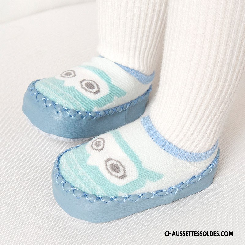 Chaussettes Courtes Fille Bébé Cuir Dessin Animé Enfant Antidérapant Printemps Jaune