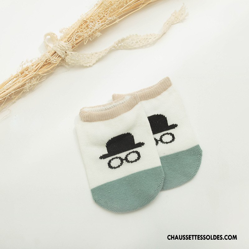 Chaussettes Courtes Fille Bébé Enfant Été Antidérapant Matelassé Homme Blanc