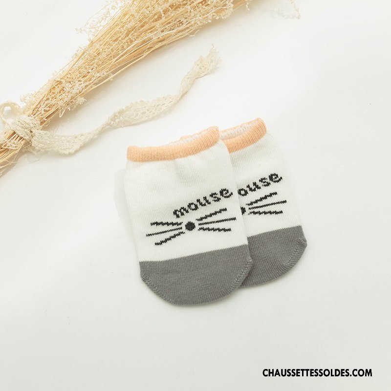 Chaussettes Courtes Fille Bébé Enfant Été Antidérapant Matelassé Homme Blanc