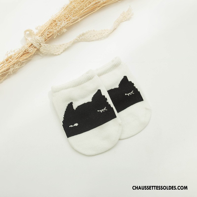 Chaussettes Courtes Fille Bébé Enfant Été Antidérapant Matelassé Homme Blanc