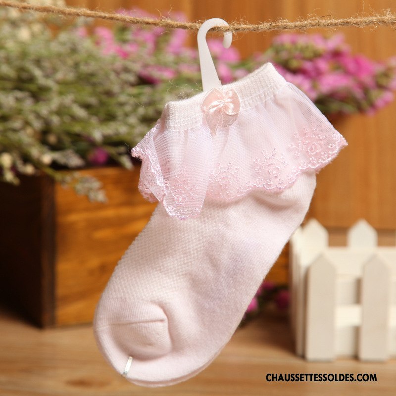 Chaussettes Courtes Fille Bébé Engrener Enfant Mince Été Matelassé Blanc