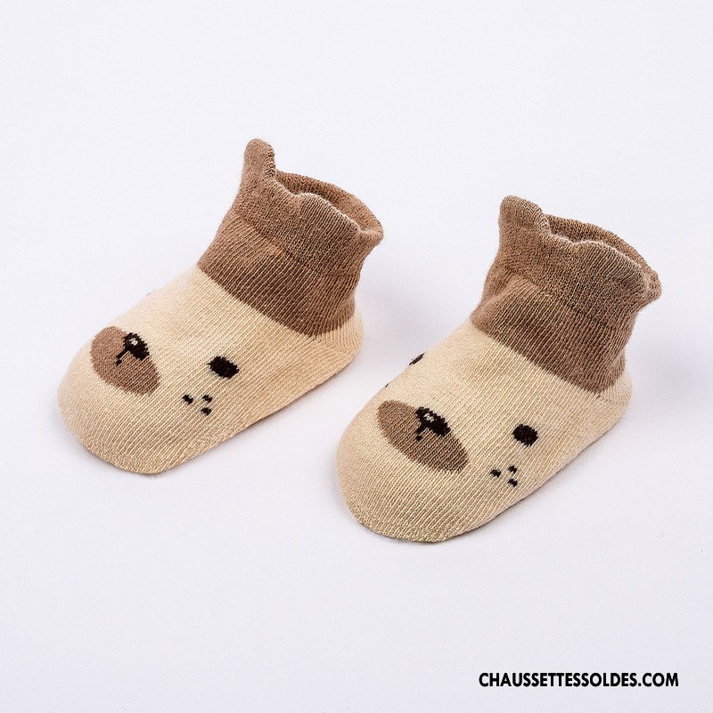 Chaussettes Courtes Fille Bébé Le Nouveau Chaussette Basse Coupée Beige Dimensionnel Antidérapant Couleurs Mixtes Blanc
