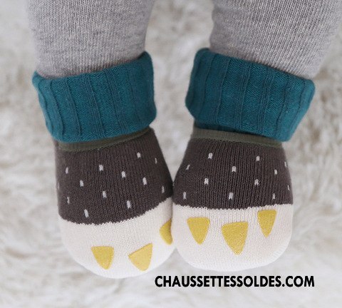 Chaussettes Courtes Fille Bébé Le Nouveau Chaussettes En Coton Dessin Animé Terry Antidérapant Jaune
