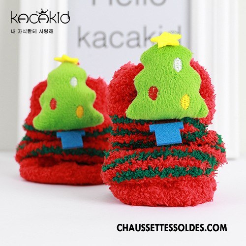 Chaussettes Courtes Fille Chaussette Courte Antidérapant Bébé Enfant Homme Hiver Rouge