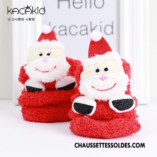 Chaussettes Courtes Fille Chaussette Courte Antidérapant Bébé Enfant Homme Hiver Rouge