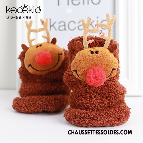 Chaussettes Courtes Fille Chaussette Courte Antidérapant Bébé Enfant Homme Hiver Rouge