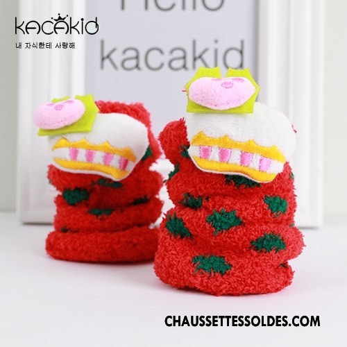 Chaussettes Courtes Fille Chaussette Courte Antidérapant Bébé Enfant Homme Hiver Rouge