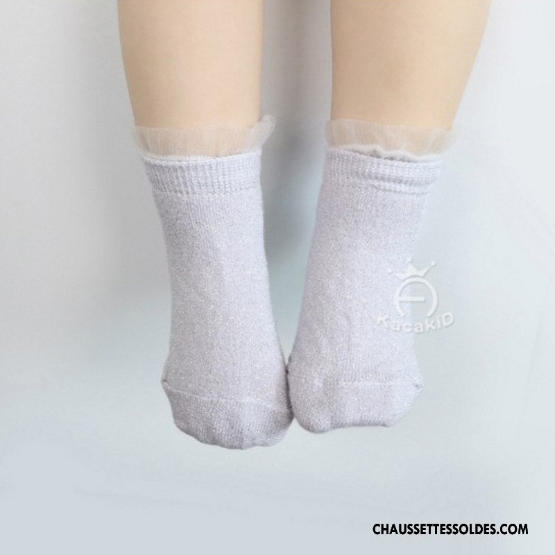 Chaussettes Courtes Fille Chaussette Courte Enfant Nouveau Bébé Tendance Été Rose Argent