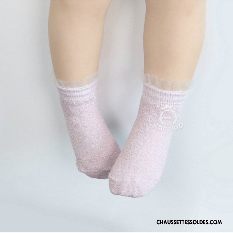 Chaussettes Courtes Fille Chaussette Courte Enfant Nouveau Bébé Tendance Été Rose Argent