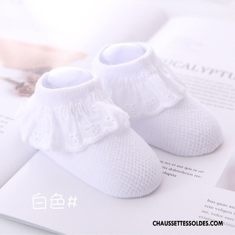 Chaussettes Courtes Fille Coton Bio Princesse Mode Printemps Enfant Simple Blanc Rose