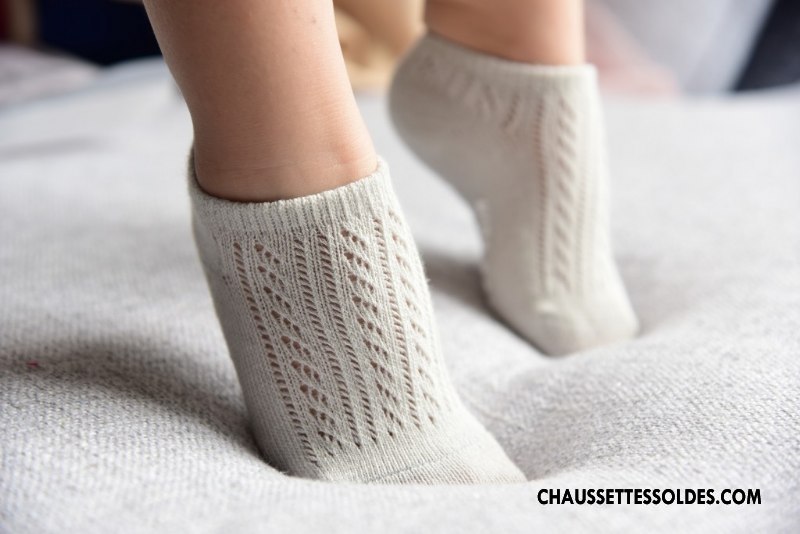 Chaussettes Courtes Fille Creux Guipure Gros Été Enfant Engrener Chaussettes En Coton Gris