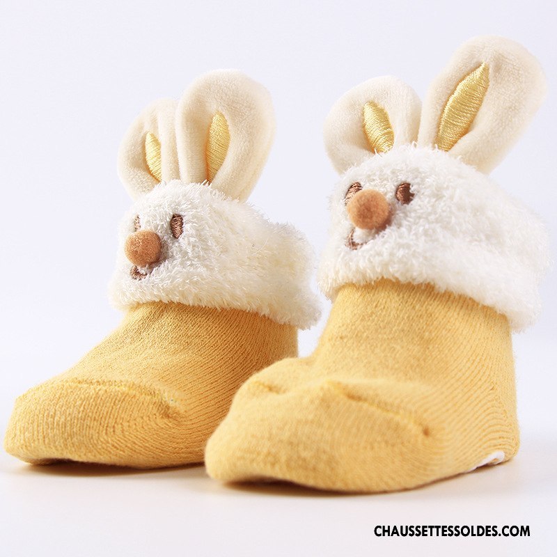 Chaussettes Courtes Fille Cuir Antidérapant Bébé Plume Dessin Animé Enfant Rose