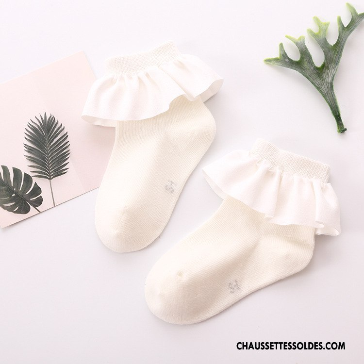 Chaussettes Courtes Fille Dentelle L'automne Rétro Beige Flanelle Femme Blanc